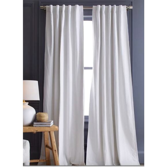 Quince European Linen Room Darkening Curtain 48X108" White NWOT #c3 - Picture 1 of 4
